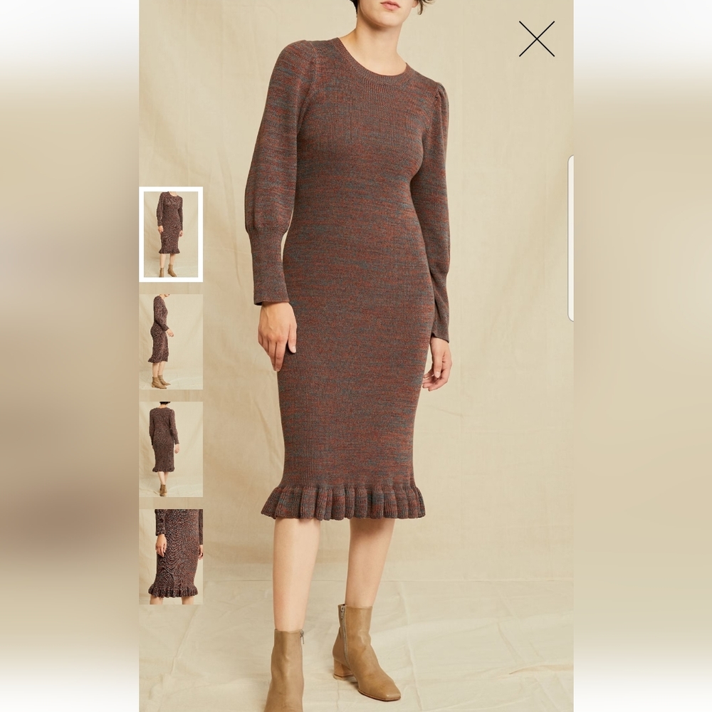 Amour Vert Alaya Organic Cotton Sweater Dress in the color Maple Melange
